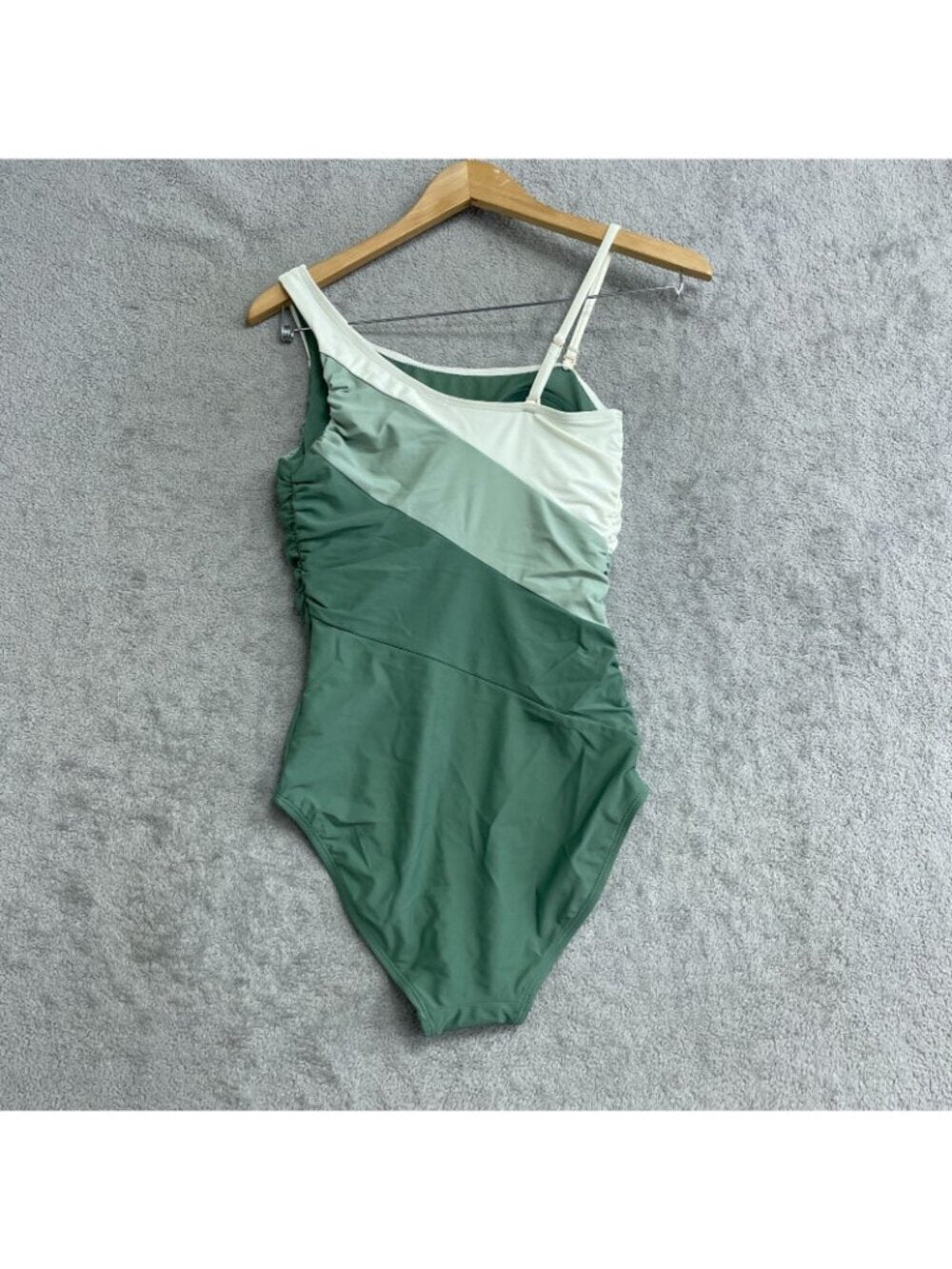 Carole Hochman Womens One Piece Swimsuit X-Large Green Striped - NEW W/OUT TAGS