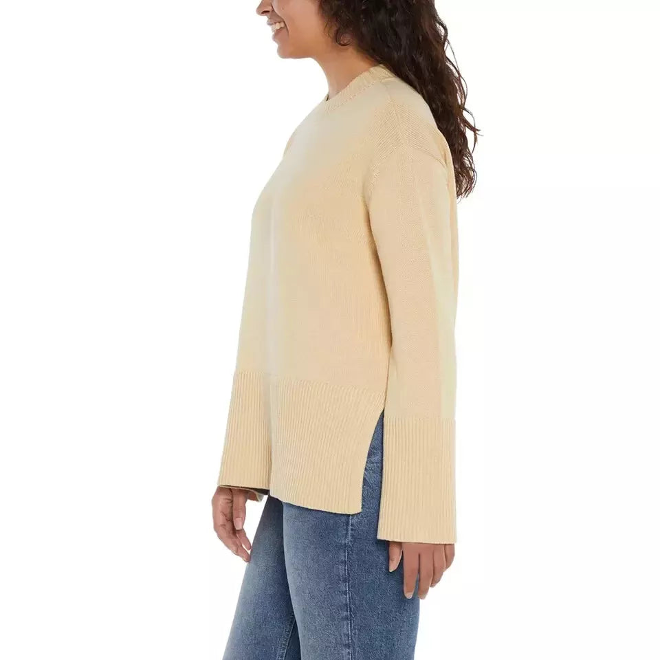 NEW Gap Womens Cotton Long- Sleeve Sweater with Ribbed Hem & Side Slit