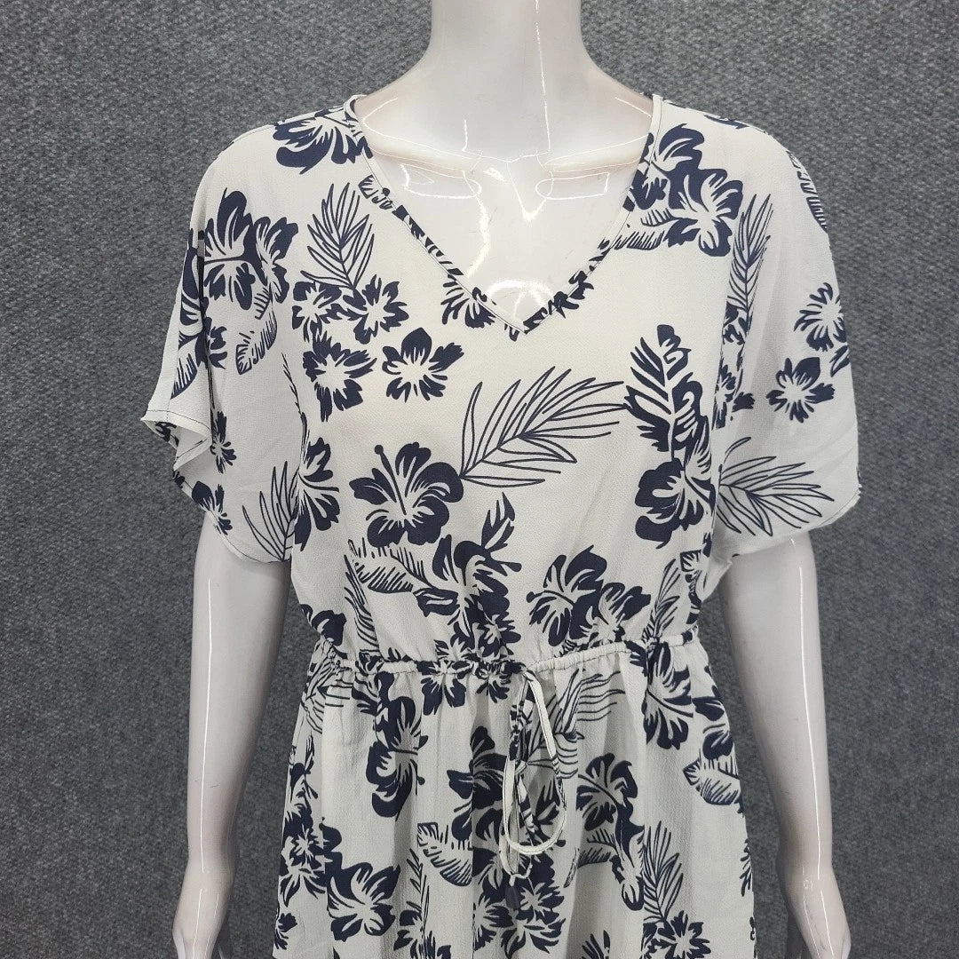 Mario Serrani Ladies Floral Printed Swim Cover Up Dress Small Size Black White 1795902