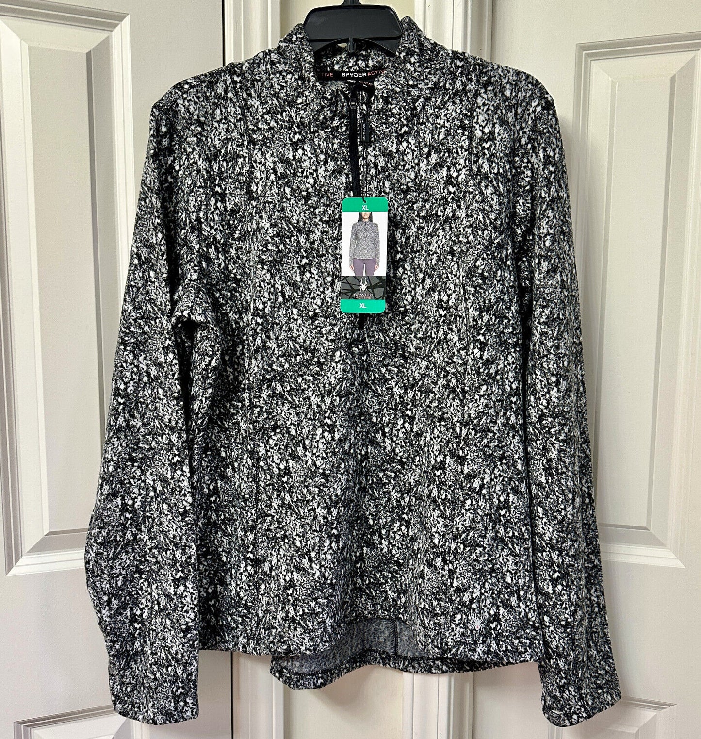 Spyder Ladies' Fleece Printed Half Zip, Black/White 1804990