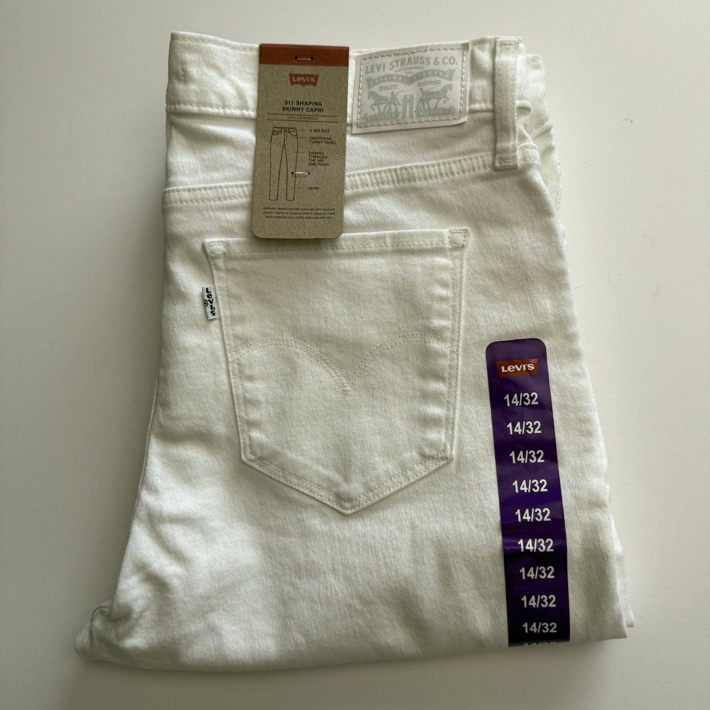 Levi's 311 Womens White Button Mid Rise Shaping Skinny Capri Jeans Size 32