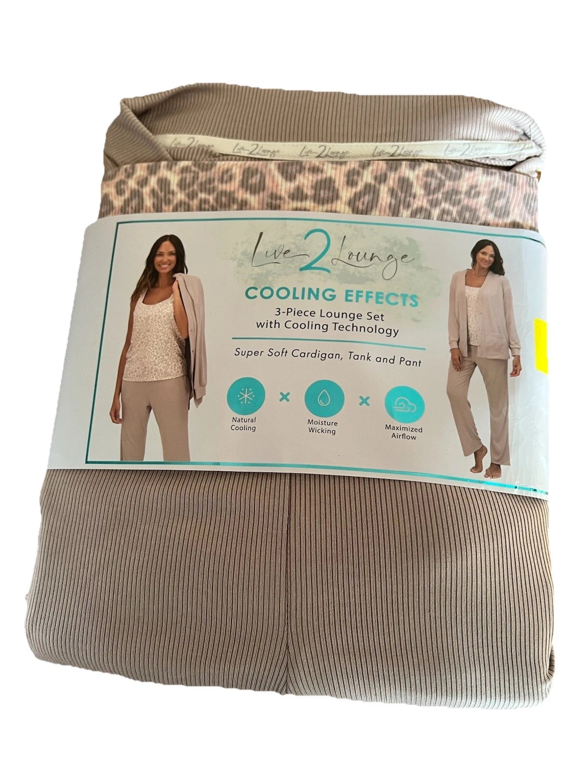 Live 2 Lounge Ladies' 3-Piece Cooling Effects Lounge Set Cardigan, Tank, Pant