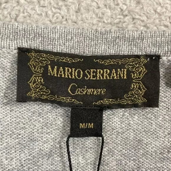 NEW Mario Serrani Womens M Gray Cashmere Sweater Long Sleeve Crewneck Soft 1822680