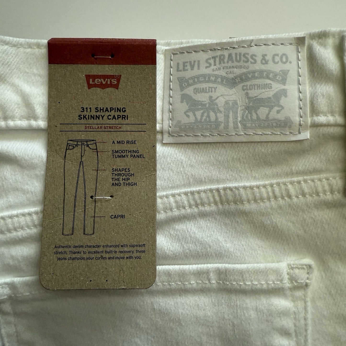 Levi's 311 Womens White Button Mid Rise Shaping Skinny Capri Jeans Size 32
