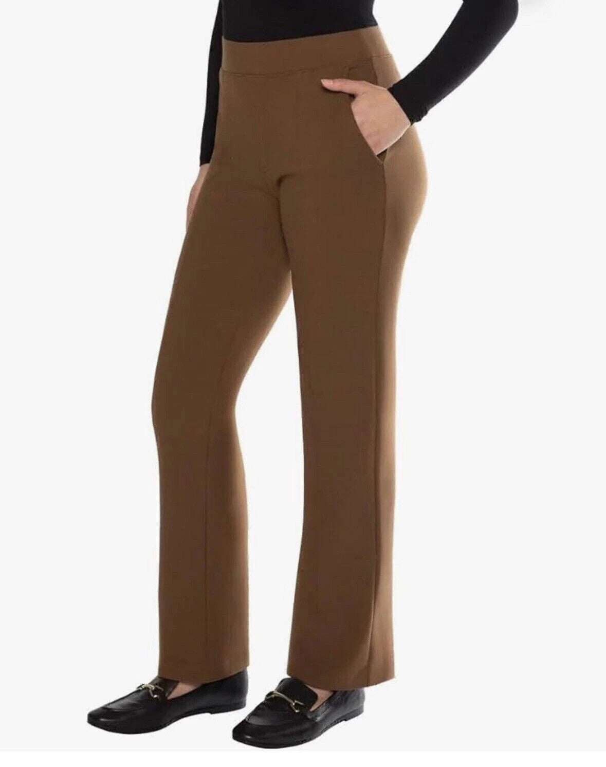 Matty M Women's Pull On Straight Leg Office Pants, Tobacco, 2X 1716709