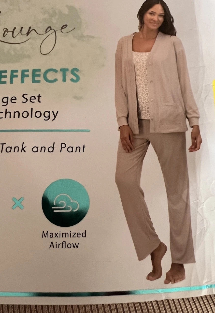 Live 2 Lounge Ladies' 3-Piece Cooling Effects Lounge Set Cardigan, Tank, Pant