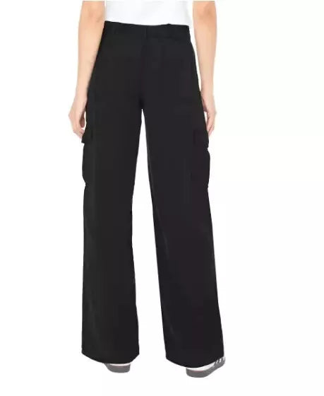 NWT Well Worn Women's Wide Leg Comfort Cargo Pants Black 1802153