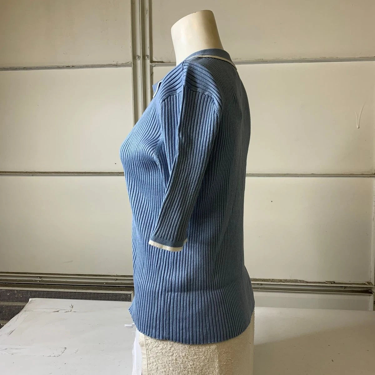 NWT! Calvin Klein Women's Ribbed Top Quarter Button Collared Polo Shirt 1799227