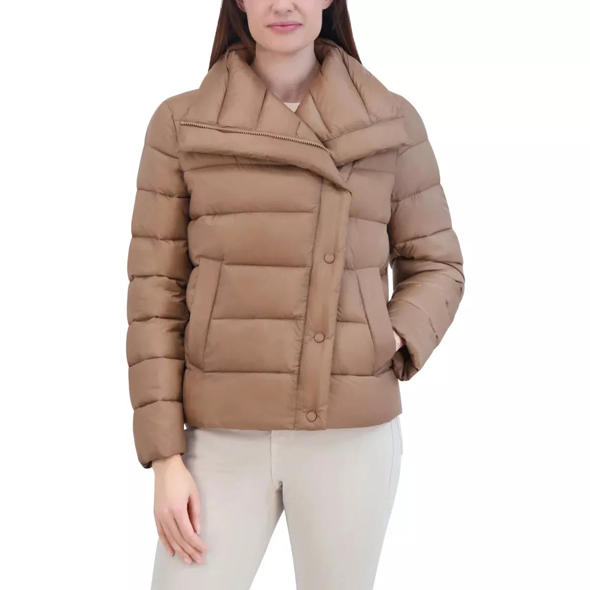 Tahari Women's Asymmetrical Puffer Jacket H33 1790834