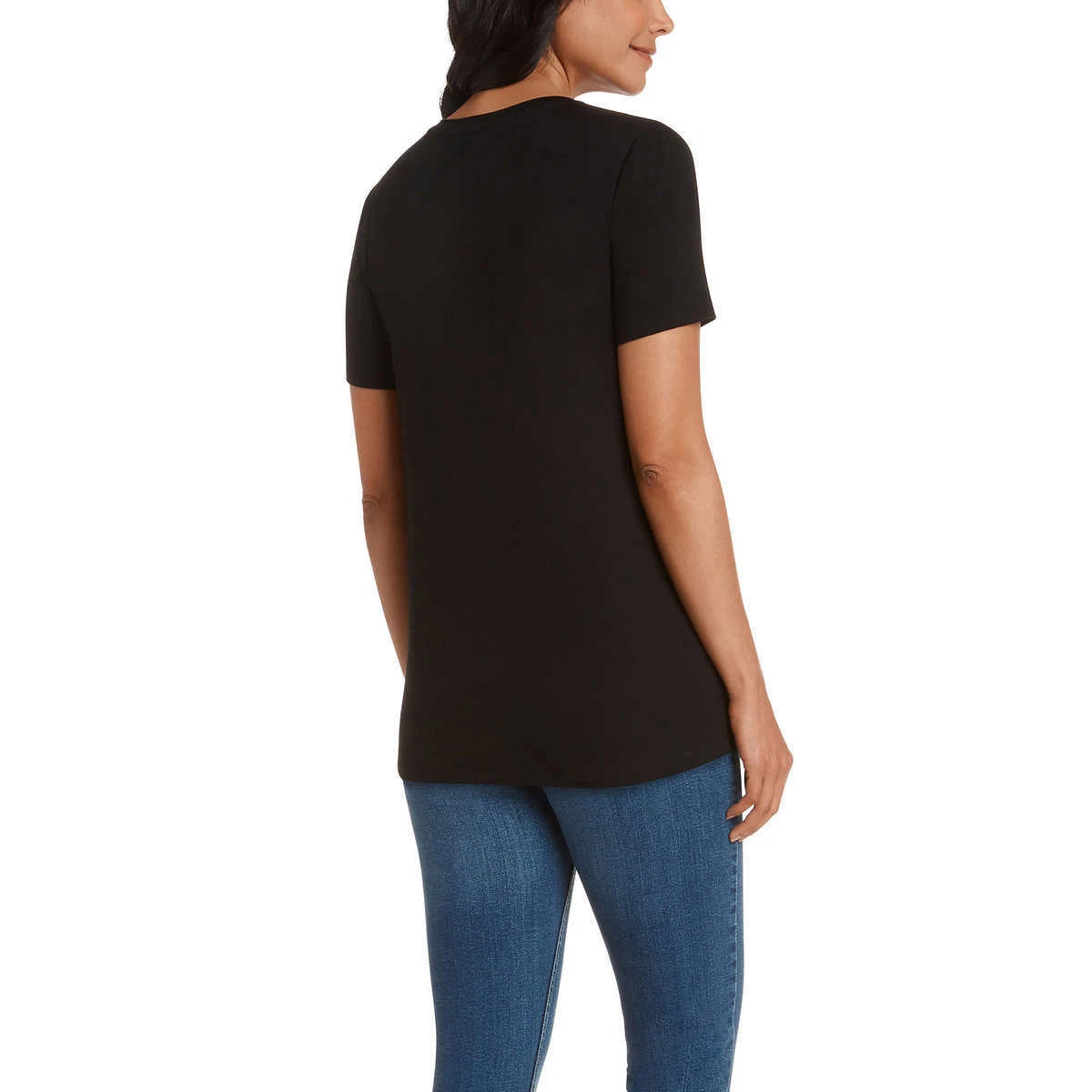 Matty Ladies Twist Knot Top Short Sleeve V-Neck Stretch Knit Fabric 1672890