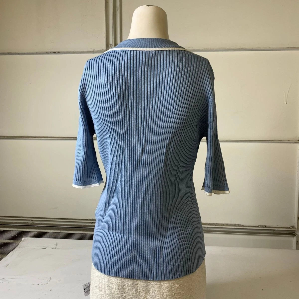NWT! Calvin Klein Women's Ribbed Top Quarter Button Collared Polo Shirt 1799227