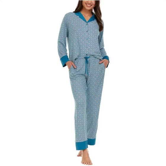 Flora Nikrooz Women's Satin Trim Notch Collar PJ Set 1813509