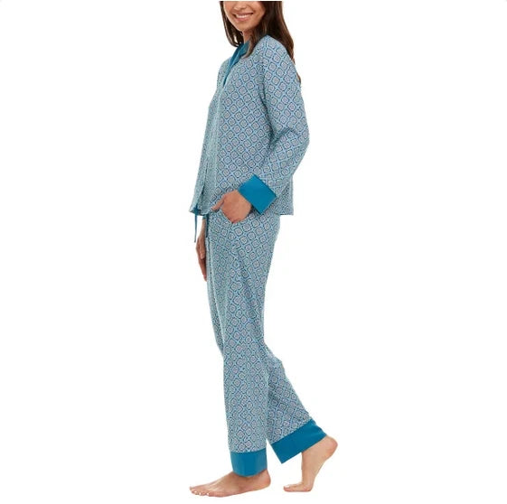 Flora Nikrooz Women's Satin Trim Notch Collar PJ Set 1813509