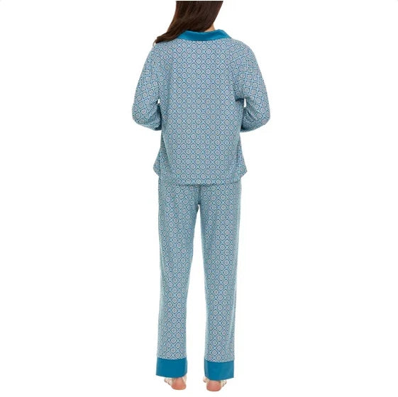 Flora Nikrooz Women's Satin Trim Notch Collar PJ Set 1813509