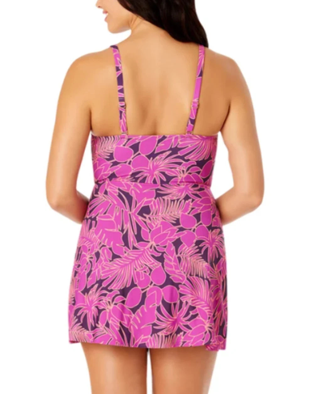 Lands End One Piece Swimwear Adult Small Dark Blue Floral Swim Beach Lake Pool 1748798