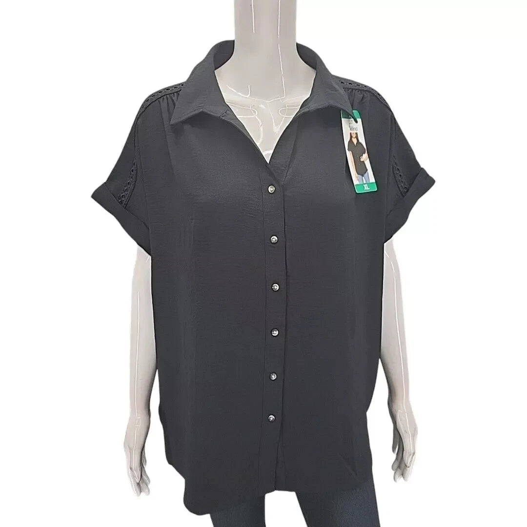 Felina Womens Everyday Trendy Button Front Tee Shirt Top - NWT 1795835