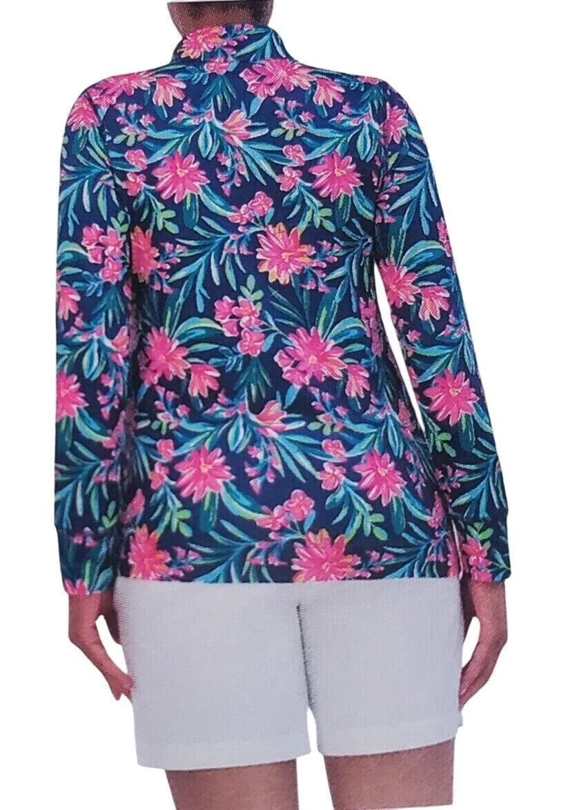 Stella Parker Women's Quarter Zip Athletic Long Sleeve Shirt, Navy, Size XL 1799969