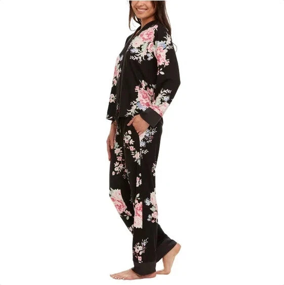 Flora Nikrooz Women's Satin Trim Notch Collar PJ Set 1813509