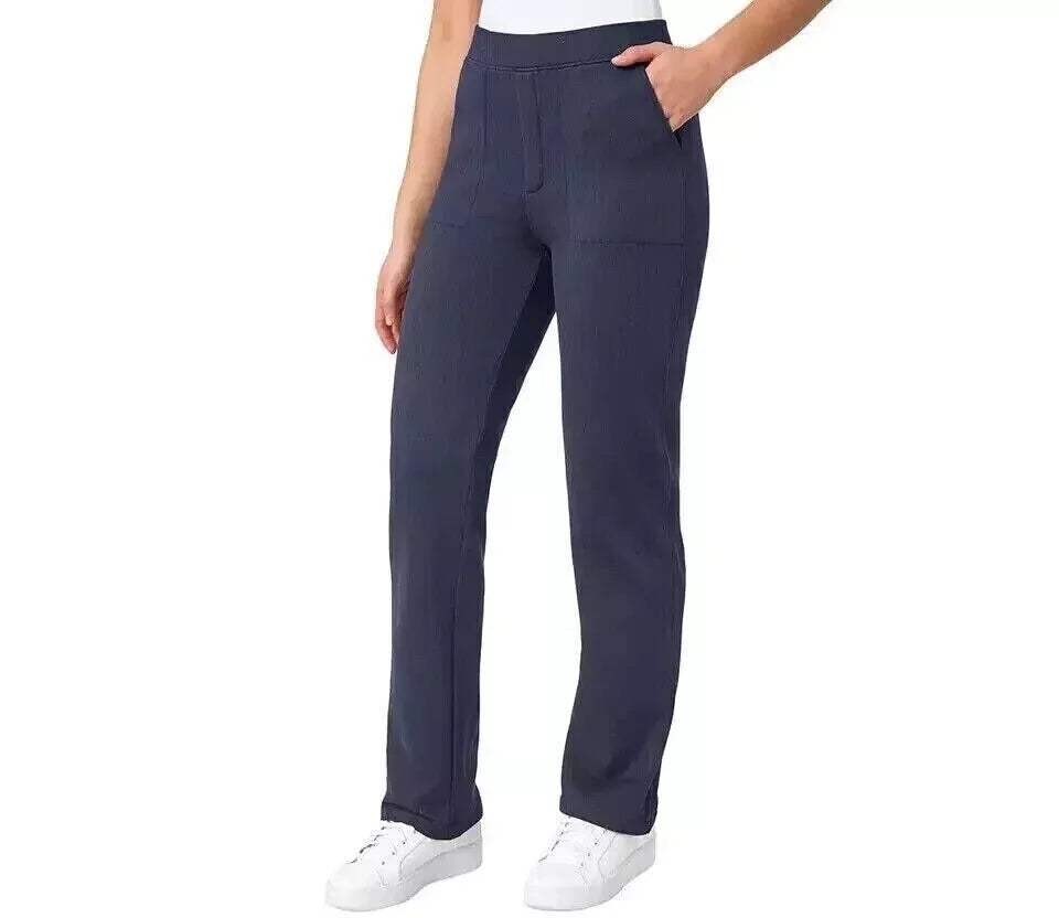 Mondetta Ladies' Pull-on Herringbone Straight Leg Pants, Moisture Wicking, Recycled Polyester Blend, Side Pockets 1806914