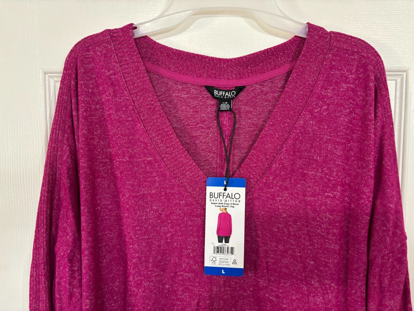 Buffalo David Bitton Ladies' Soft Cozy V-Neck Long Sleeve Top (1797409)