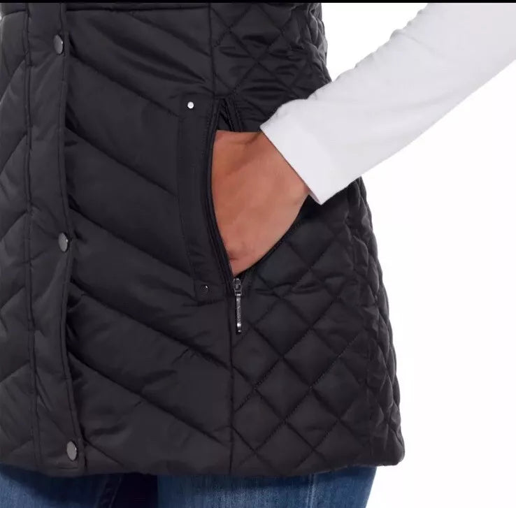 Weatherproof Ladies' Quilted Vest Blace Full Zip/zip pockets (1801693)