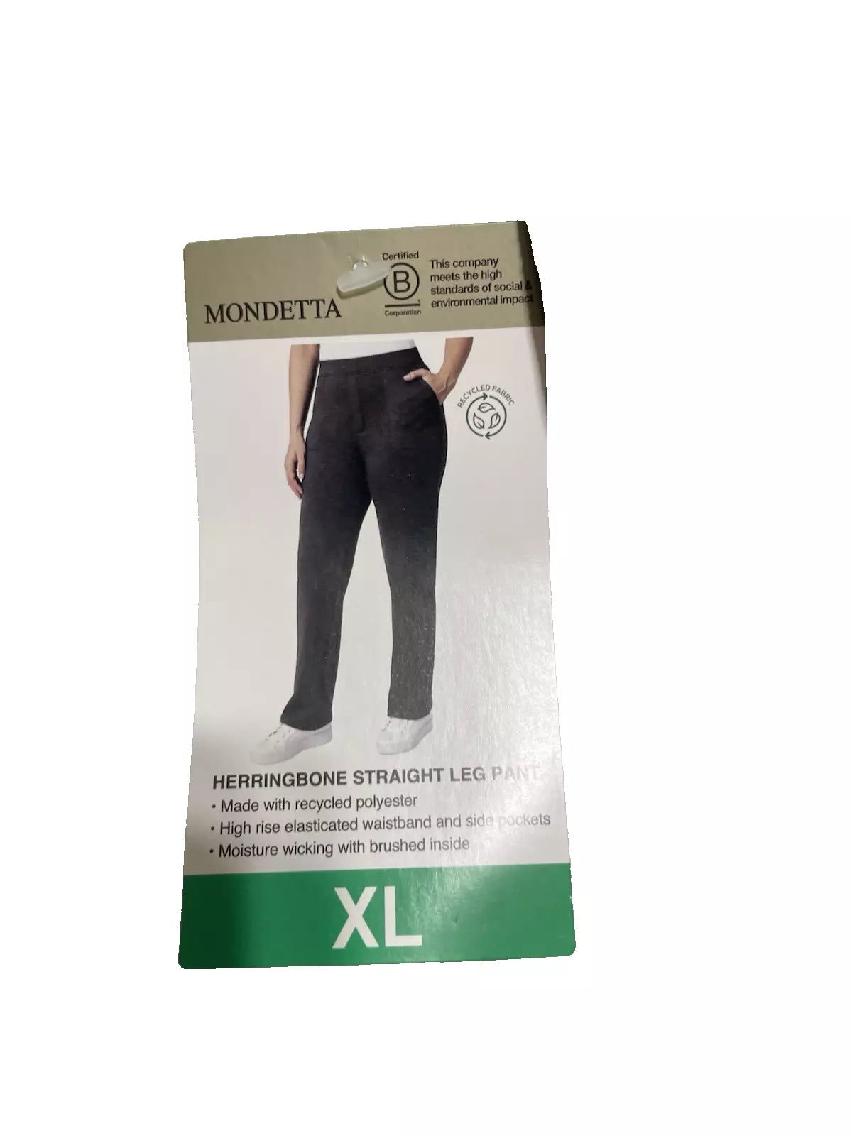 Mondetta Ladies' Pull-on Herringbone Straight Leg Pants, Moisture Wicking, Recycled Polyester Blend, Side Pockets 1806914