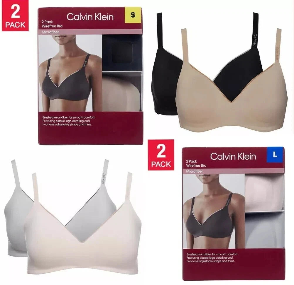Calvin Klein 2-Pack Lightly Lined Wireless Bra Brushed Microfiber, Multicolor 1806104