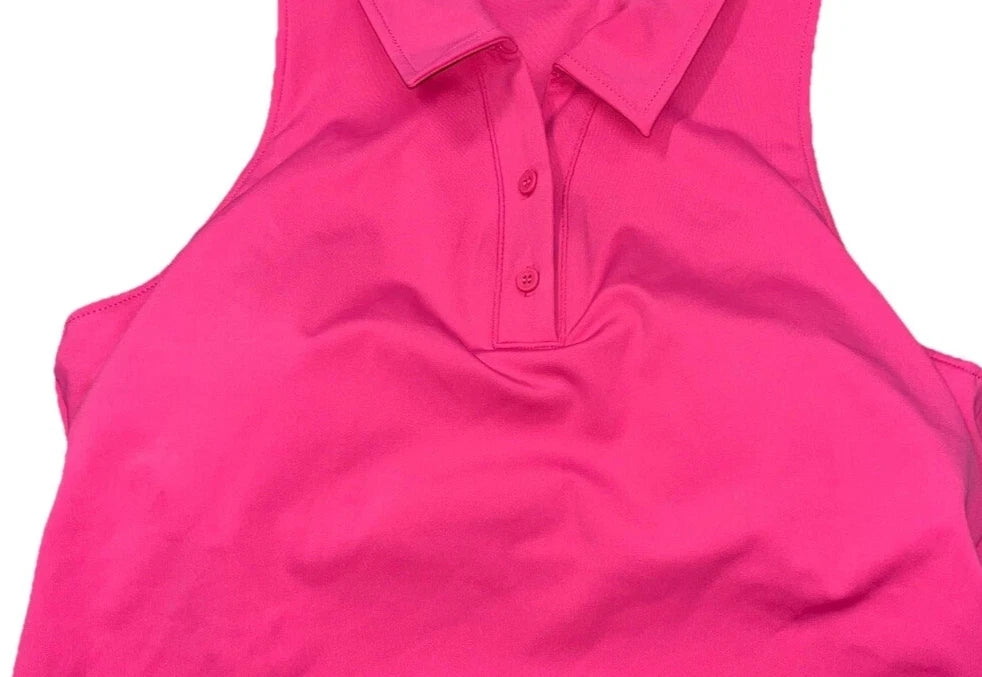 Tretorn Women's Sleeveless Polo Built-In-Bra Top, French Fuchsia 1860922