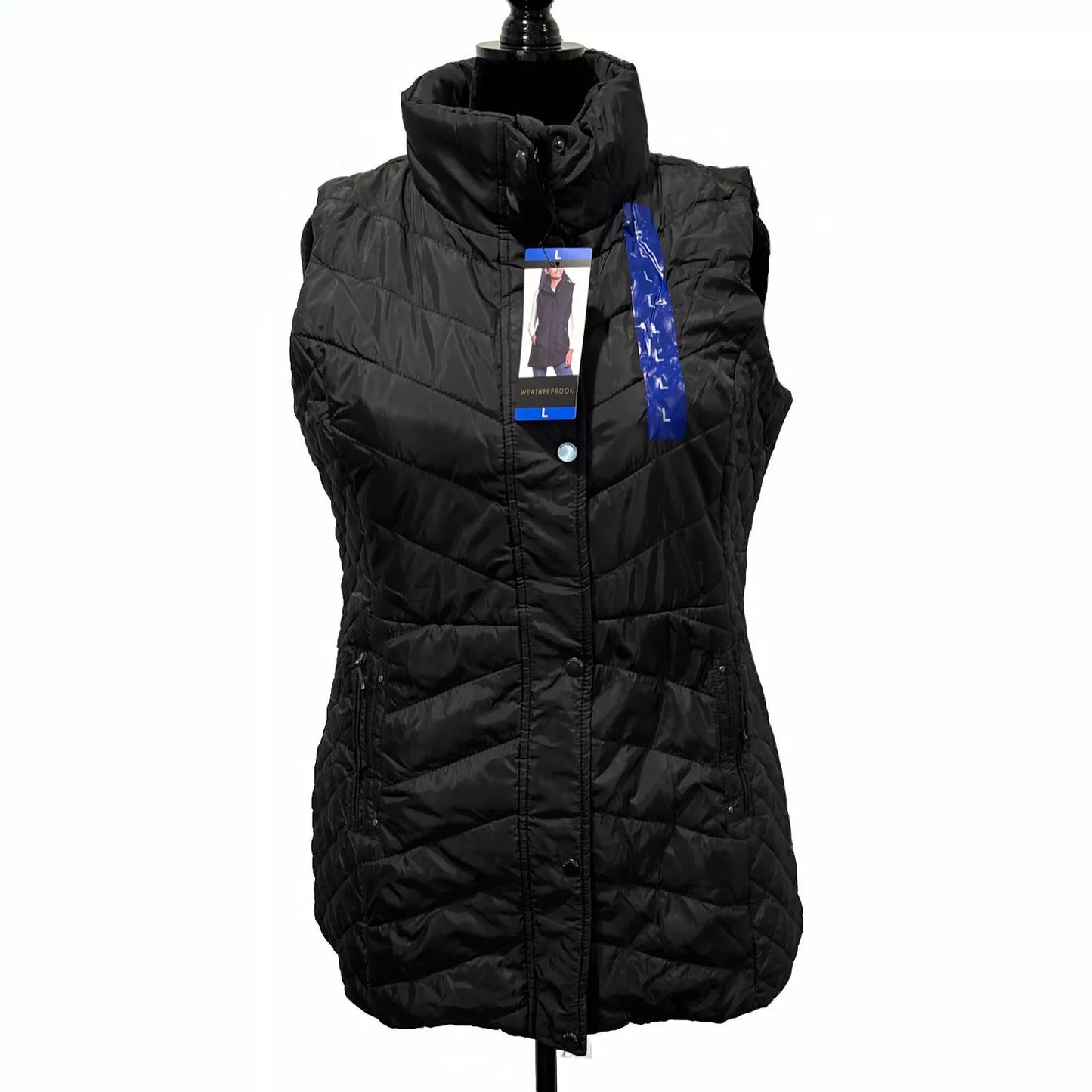 Weatherproof Ladies' Quilted Vest Blace Full Zip/zip pockets (1801693)