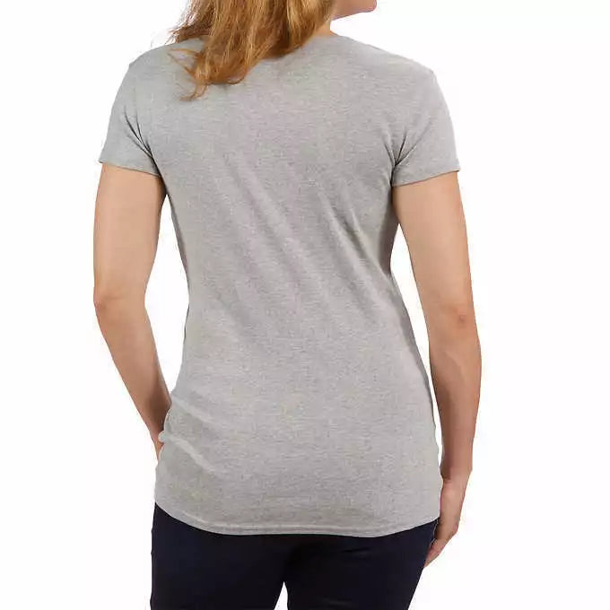 Kirkland Signature Women S V-Neck Pima Cotton T-Shirt Size: S Color: Heather Grey 96619030071