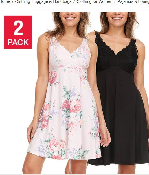 Flora Nikrooz FN Women's 2 Pack Lace Chemise 1836615