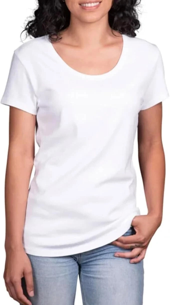KIRKLAND Signature Women's Scoop Neck Pima Cotton Short Sleeve T-Shirt (1711740)