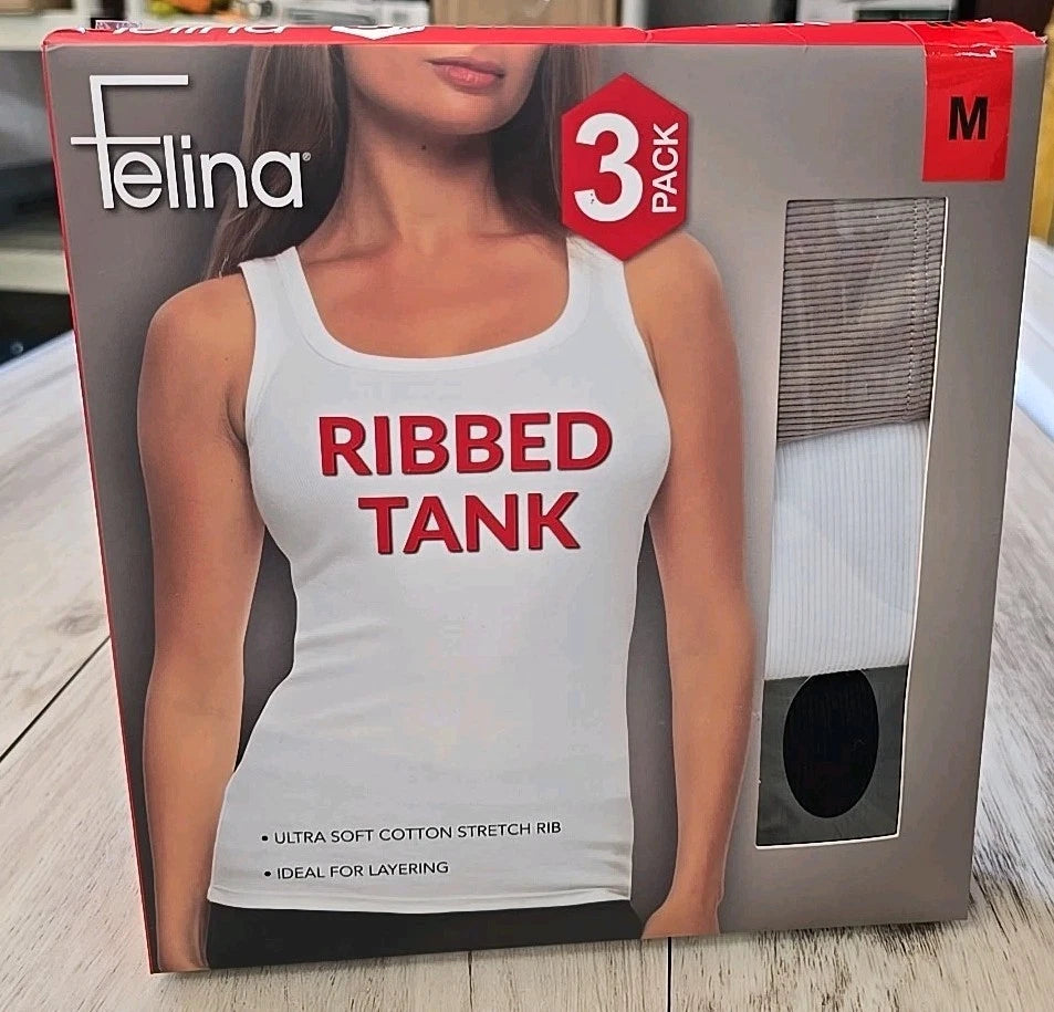 Felina Women's 3 Pack Ribbed Tank Tops 1836623