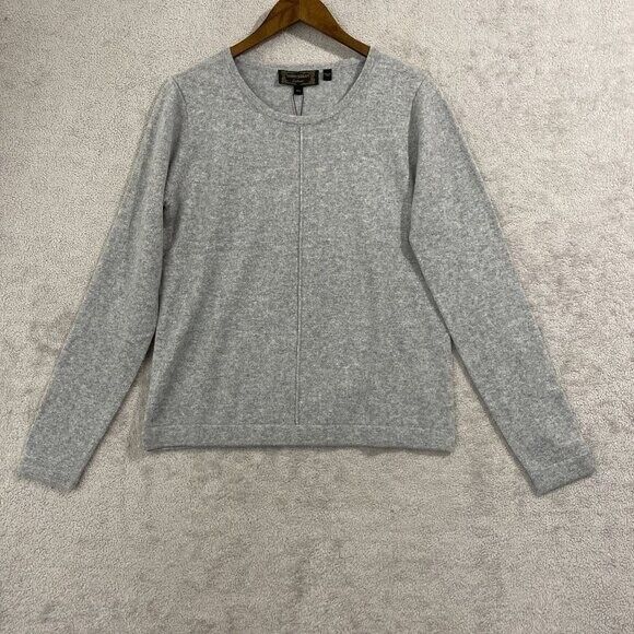 NEW Mario Serrani Womens M Gray Cashmere Sweater Long Sleeve Crewneck Soft 1822680