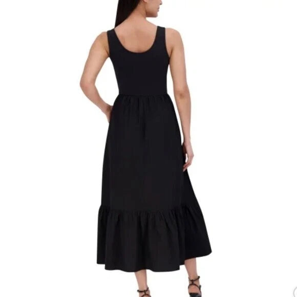 NEW Steve Madden Womens XL Black Sleeveless Maxi Dress Cotton Blend 1850910