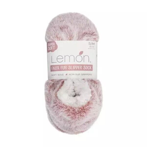 Ladies' Lemon Faux Fur Slipper Sock Super-Soft (1699633)