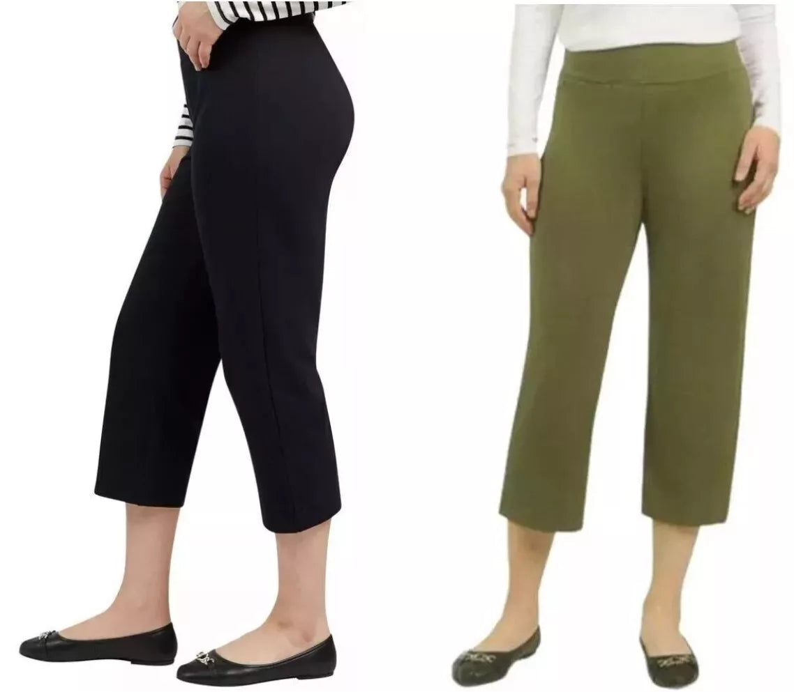 LANDS END Shore Knit Capri Pants Stretch Waist Pull on Womens (1761859)