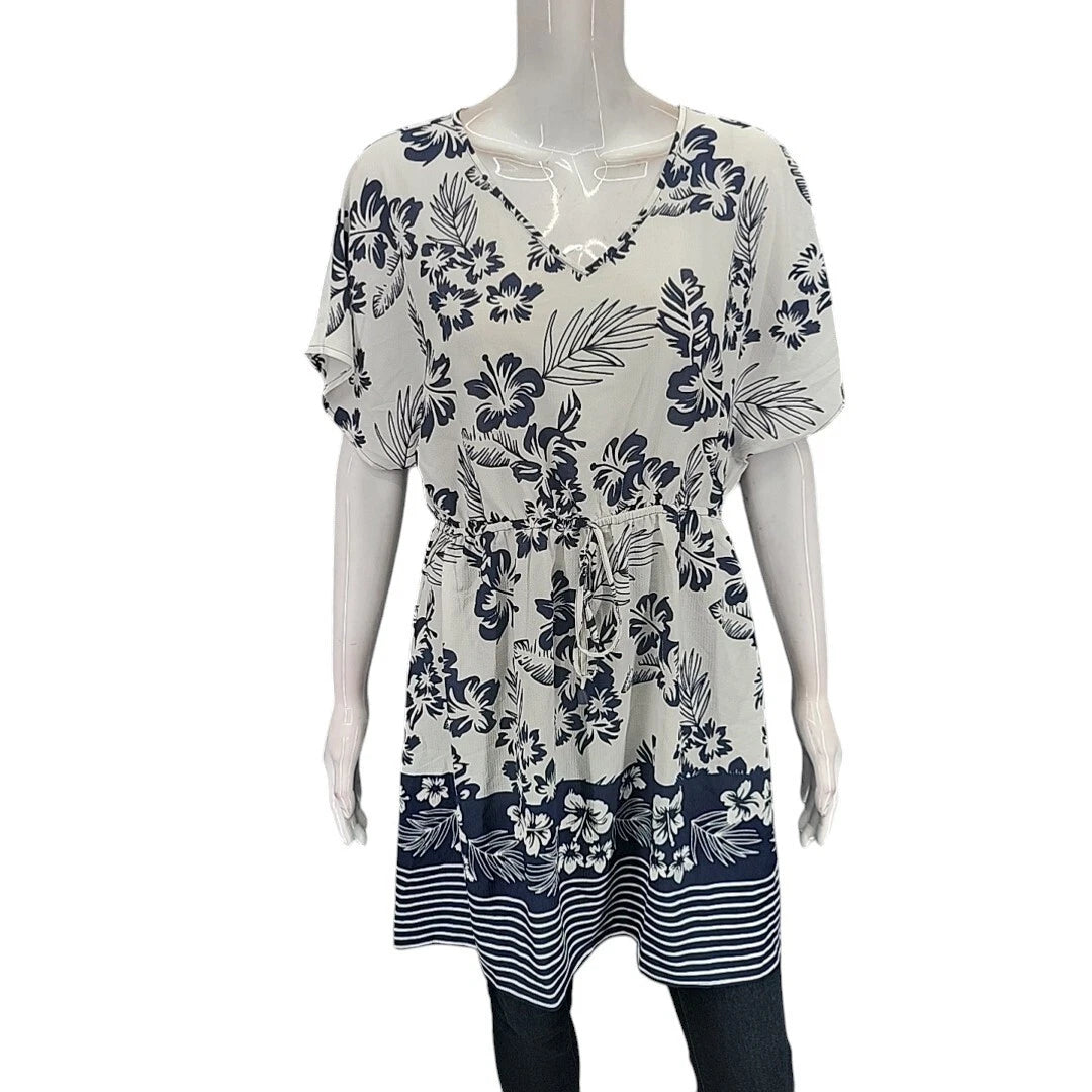 Mario Serrani Ladies Floral Printed Swim Cover Up Dress Small Size Black White 1795902