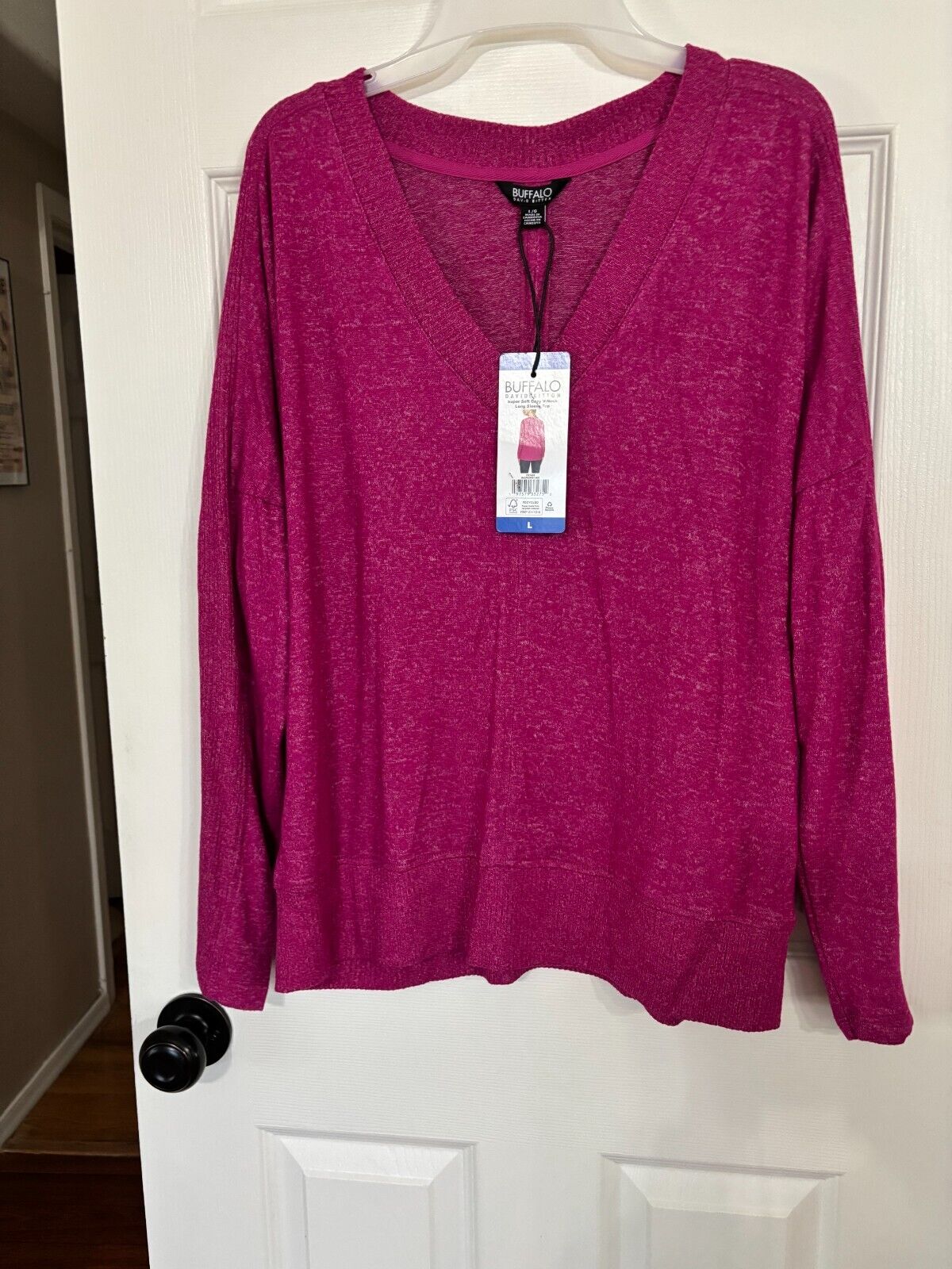 Buffalo David Bitton Ladies' Soft Cozy V-Neck Long Sleeve Top (1797409)