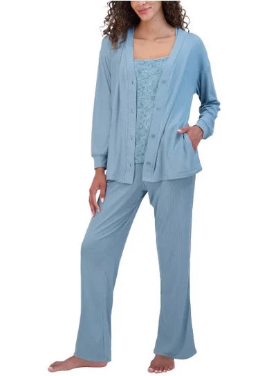 Live 2 Lounge Ladies' 3-Piece Cooling Effects Lounge Set Cardigan, Tank, Pant