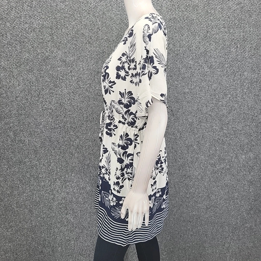 Mario Serrani Ladies Floral Printed Swim Cover Up Dress Small Size Black White 1795902