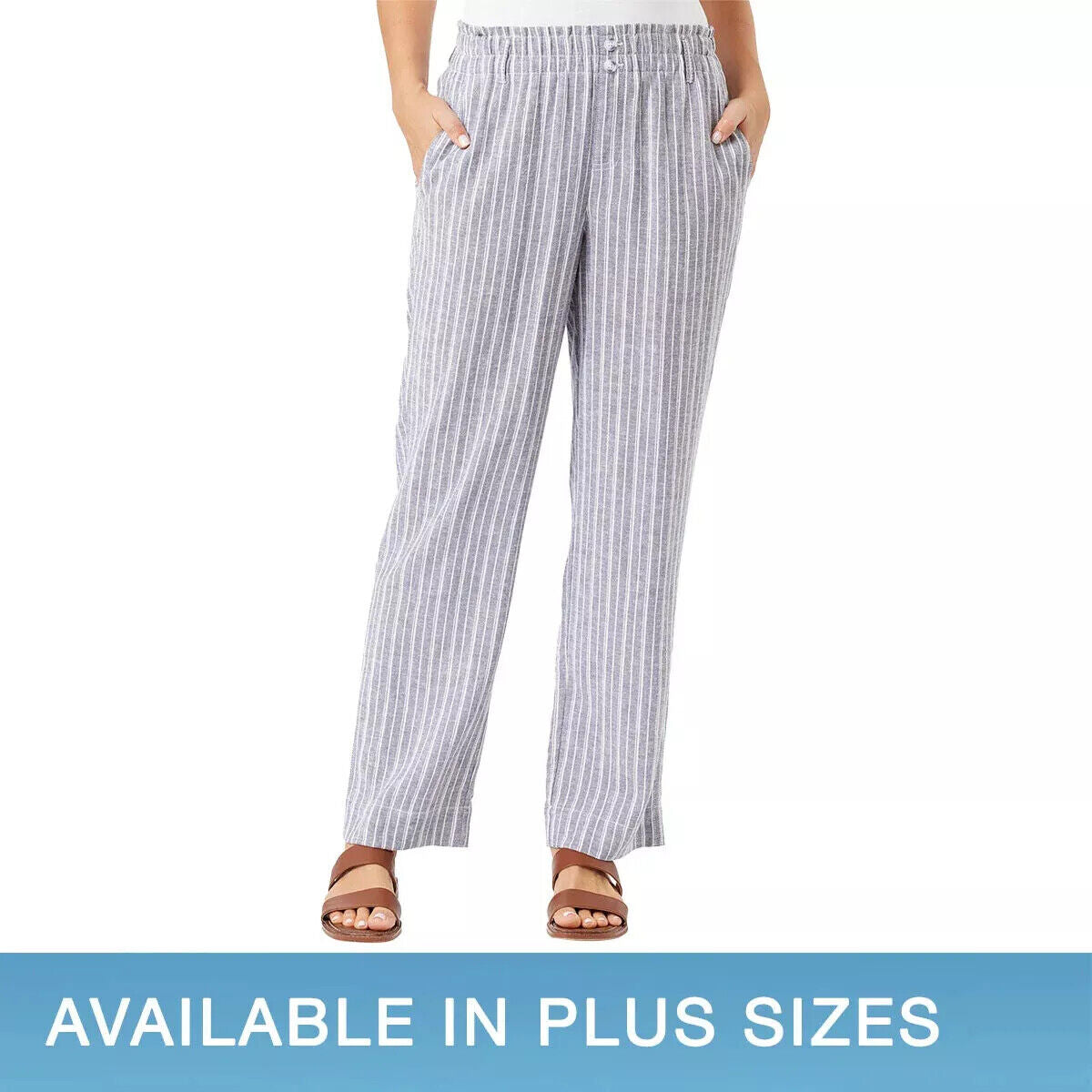 Briggs Ladies' Comfort Stretch Waistband Linen Blend Pants (1760053)