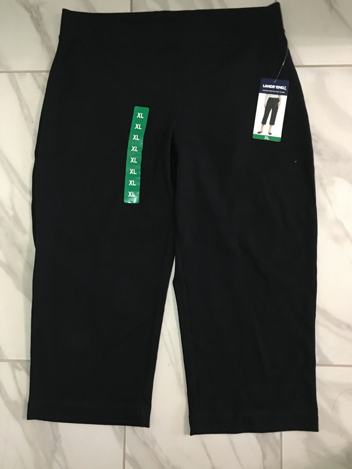 LANDS END Shore Knit Capri Pants Stretch Waist Pull on Womens (1761859)