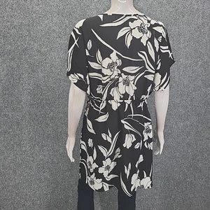 Mario Serrani Ladies Floral Printed Swim Cover Up Dress Small Size Black White 1795902