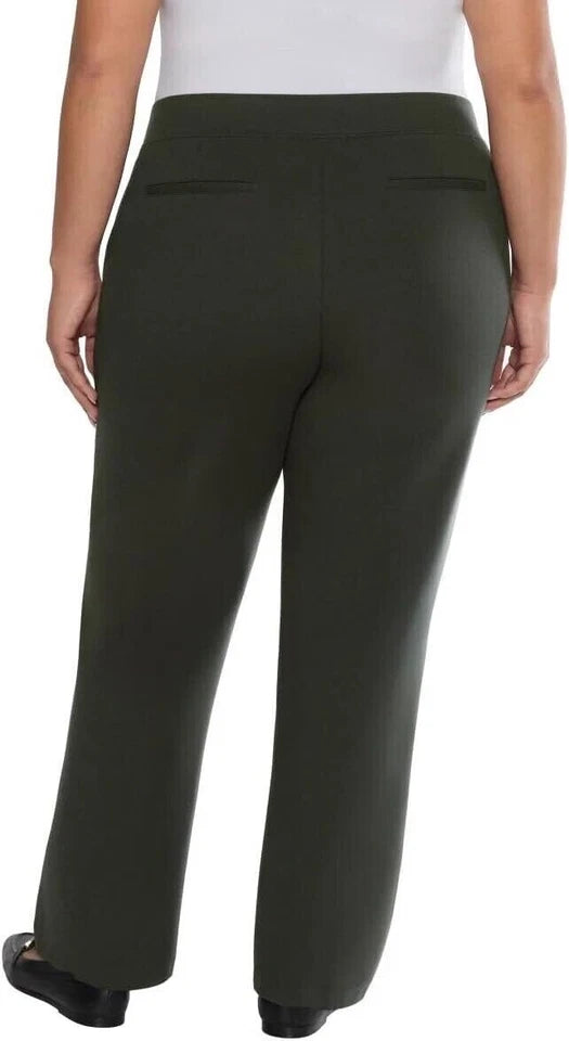 Matty M Women's Pull On Straight Leg Office Pants, Dark Olive - 1716709
