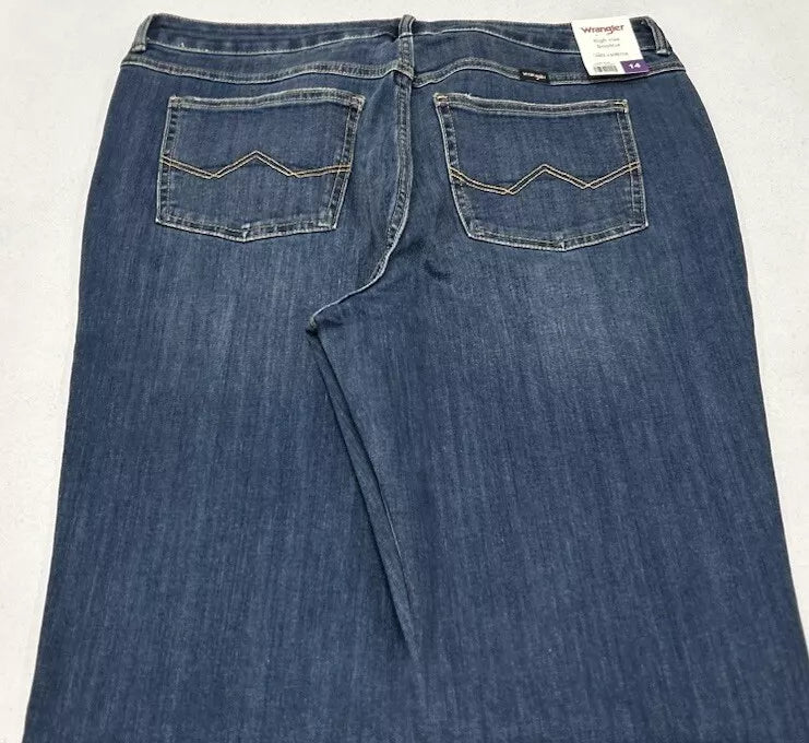 Wrangler Women's High-Rise Bootcut Stretch Jeans, Dark Blue, Size 14 (1802564)
