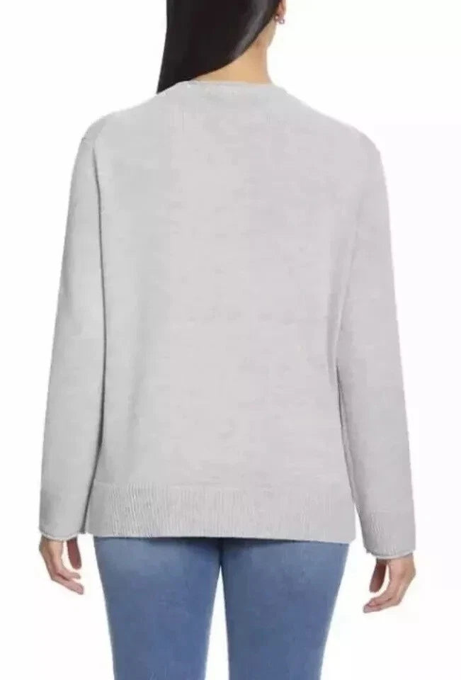 NWT ELLA MOSS 1723725 HEATHER GRAY WOMEN'S COZY CREW NECK SWEATER SZ L