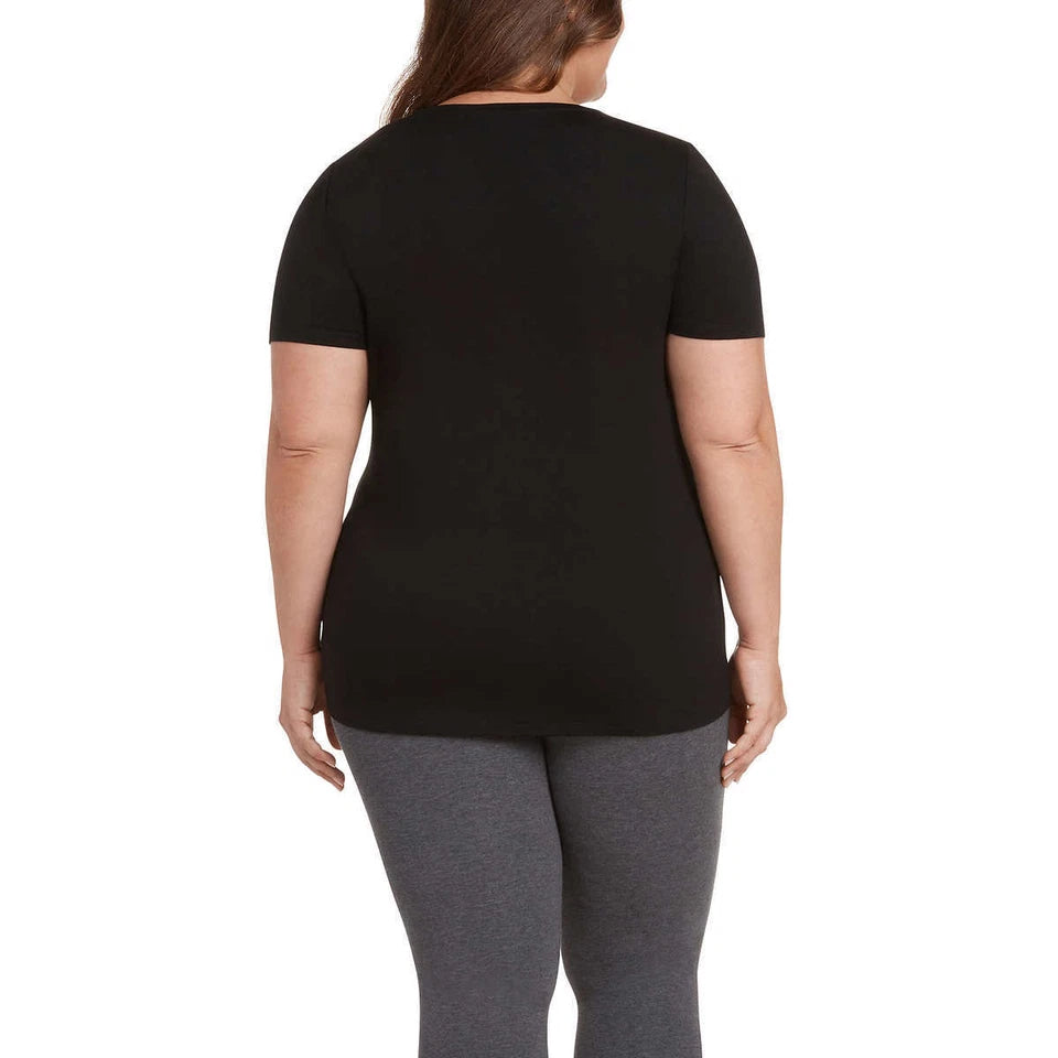 Matty Ladies Twist Knot Top Short Sleeve V-Neck Stretch Knit Fabric 1672890