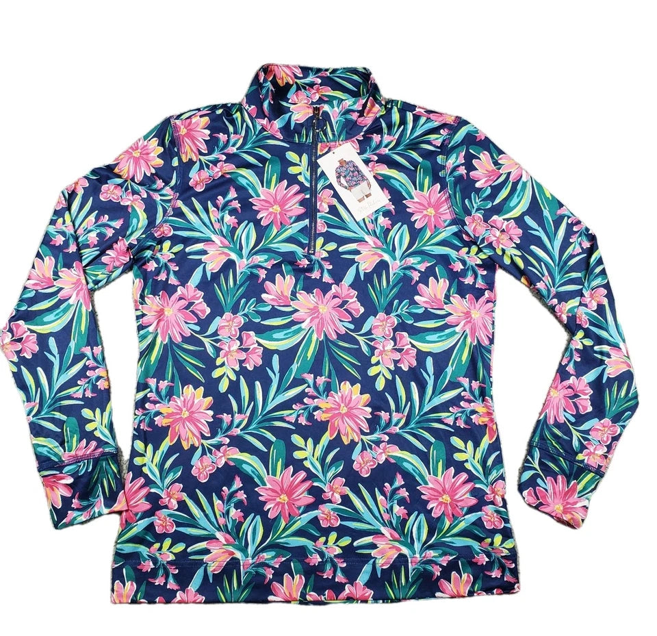 Stella Parker Sun Protection Shirt UPF 5 Small Pink Lilly Pullover Golf Tennis 1799969