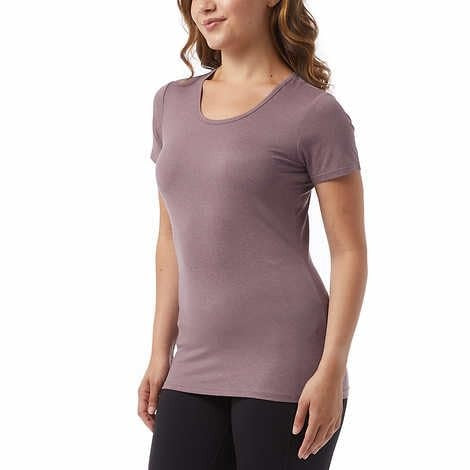 32 Degrees Ladies Scoop Neck Short Sleeve Cool Tee 3-pack (Black/Teal/Purple Medium) 1367174